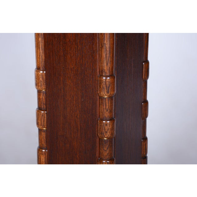 Wood Small Art Deco Table in Oak and Brass, Czechia, 1920s For Sale - Image 7 of 11