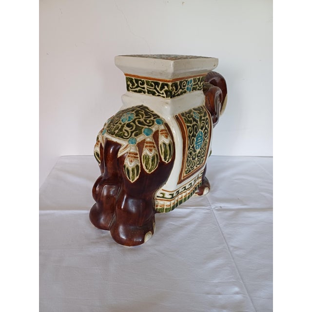 Large Ceramic Elephant Garden Stool or Plant Stand, 1960s For Sale - Image 4 of 6