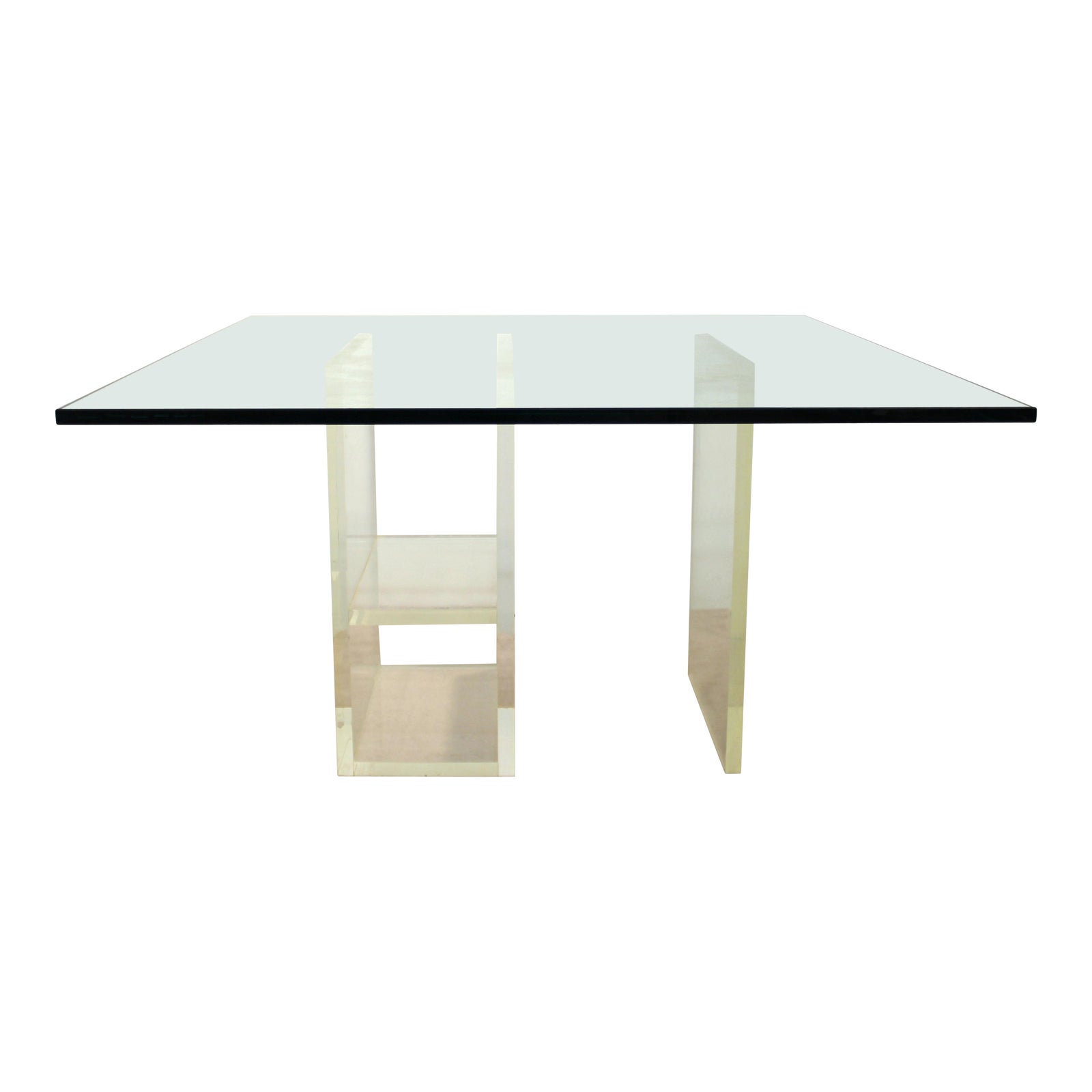 Modern Dining Table With Lucite Base Square Glass Top Chairish