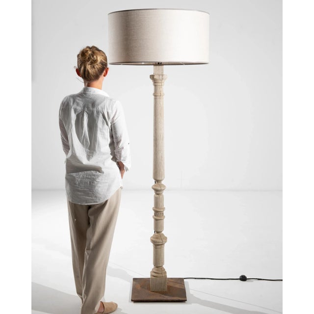 Antique French Bleached Oak Floor Lamp For Sale - Image 4 of 12