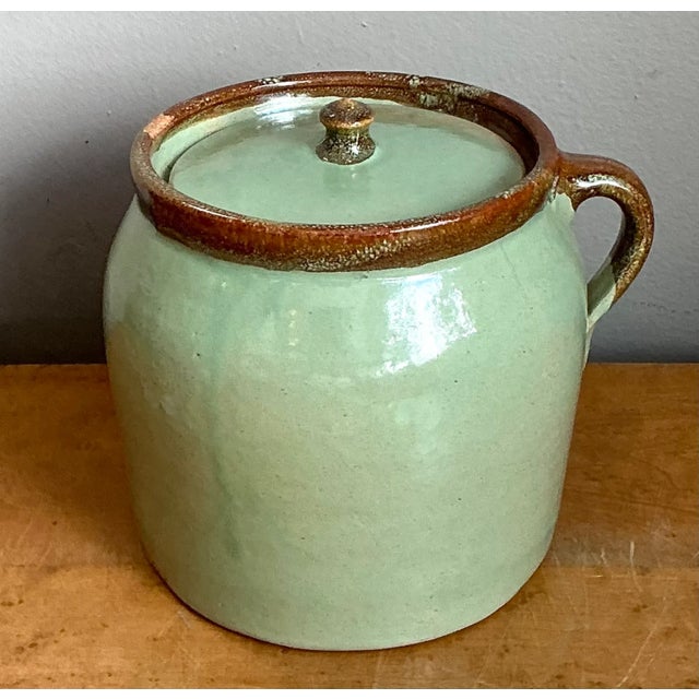 Mid 20th Century Vintage Maine Handcrafted Ceramic Storage Jar For Sale - Image 5 of 12