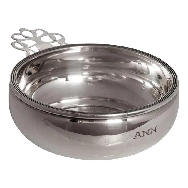 Antique Sterling Silver Wine Baby Porringer Engraved "Ann" Ellmore Co. 1930 For Sale