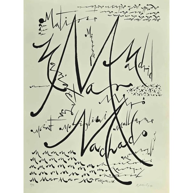 Modern Rafael Alberti, Letter M, Lithograph, 1972 For Sale - Image 3 of 4