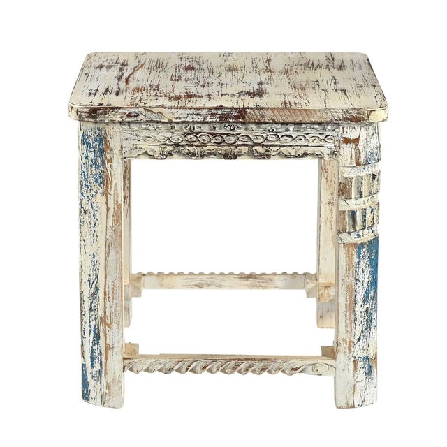 Farmhouse 1990s Rustic White Reclaimed Wood Square End Table – 1 Piece For Sale - Image 3 of 4