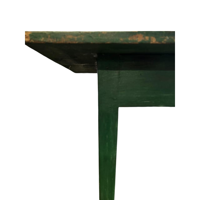 19th Century Primitive Green Painted Farm Table For Sale In Greensboro - Image 6 of 12