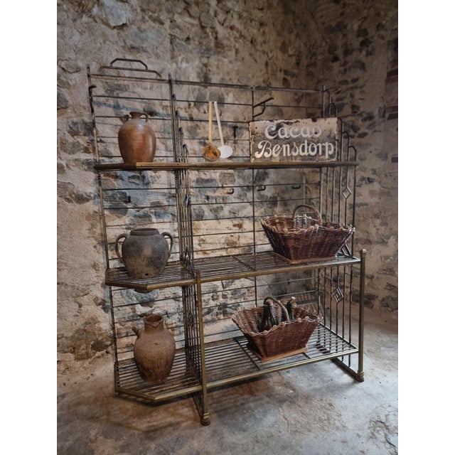 Antique Industrial French Shelving Unit in Iron and Brass from Dubois, Lyon, 1920s For Sale - Image 12 of 18