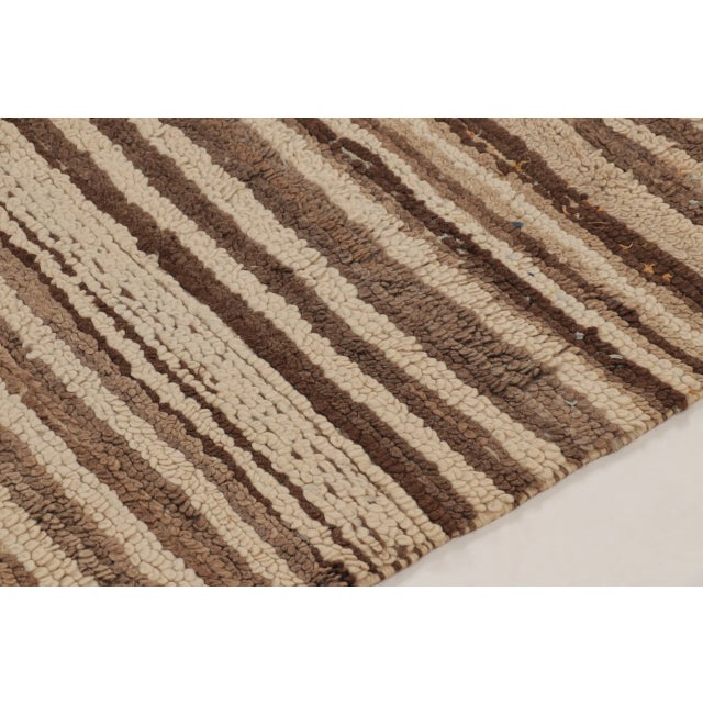 Rug & Kilim Vintage Moroccan Rug in Ivory and Mocha With Striped Patterns - Rug & Kilim For Sale - Image 4 of 9