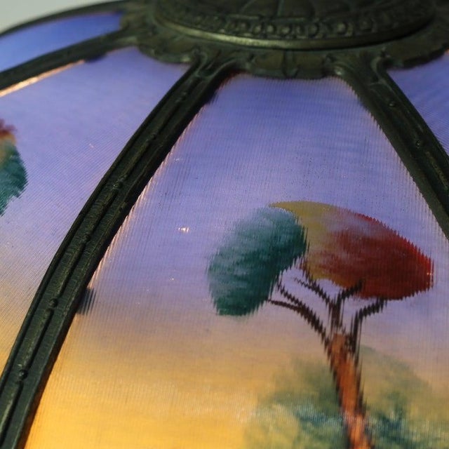 1900 - 1909 Oversized Antique Jefferson School Scenic Reverse Painted Table Lamp C1900 For Sale - Image 5 of 10