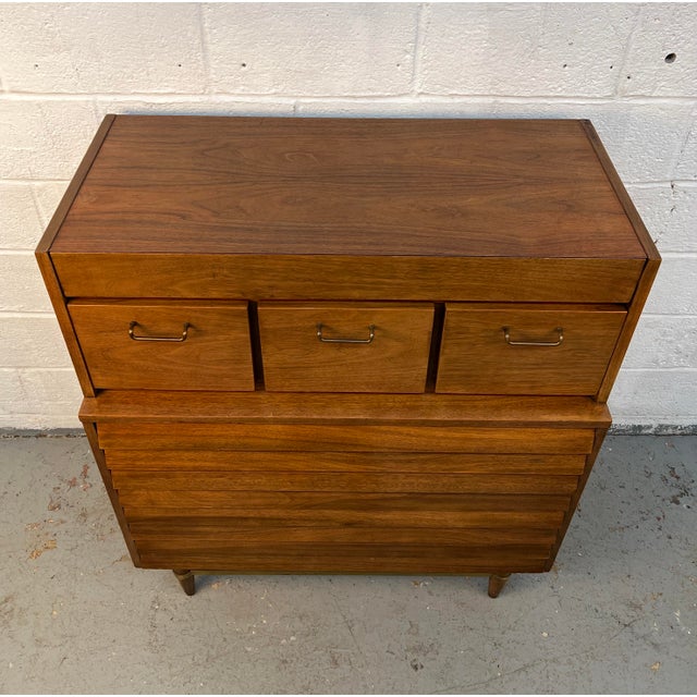 Mid 20th Century Mid 20th Century American of Martinsville 'Dania' Walnut High-Boy Dresser by Merton Gershun For Sale - Image 5 of 17