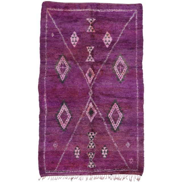 Purple Vintage Purple Beni Mrirt Moroccan Rug - 06'00 X 09'09 For Sale - Image 8 of 9