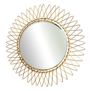 Vintage Bohemian Gilt Sunburst Mirror, 1960s For Sale