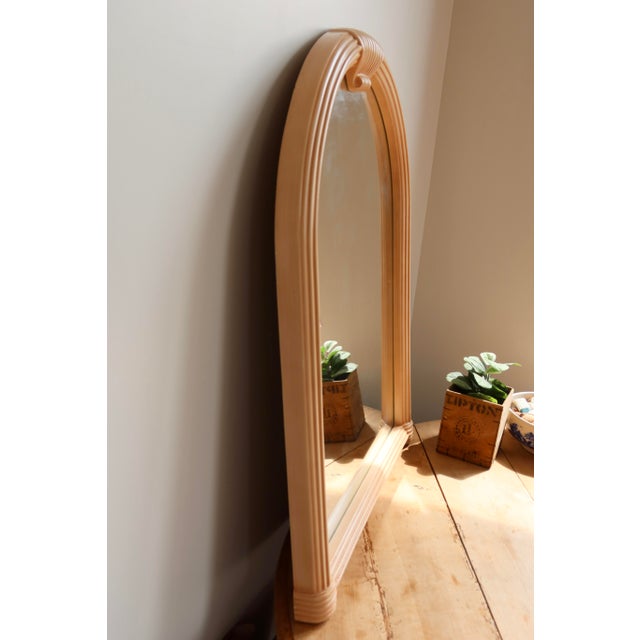 Glass Art Deco Style Powder Pink Arched Wall Mirror with Moulded Frame, 1980s For Sale - Image 7 of 9