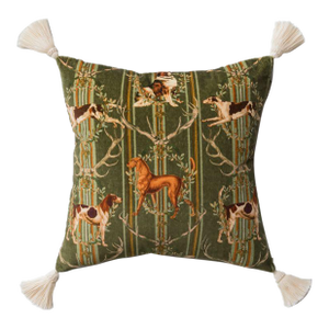 Mind the Gap Mountain Dogs Cypress Green Velvet Cushion