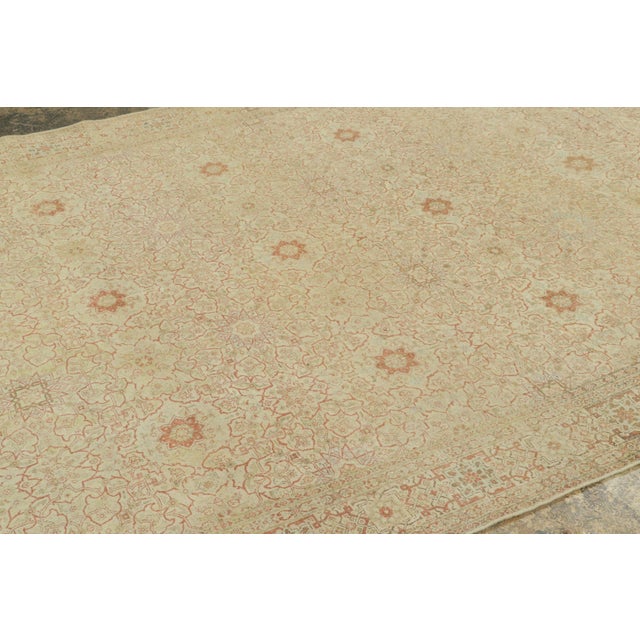 1920s Antique Persian Tabriz Rug in Gold & Beige Oriental Floral Patterns - Rug & Kilim For Sale - Image 5 of 7
