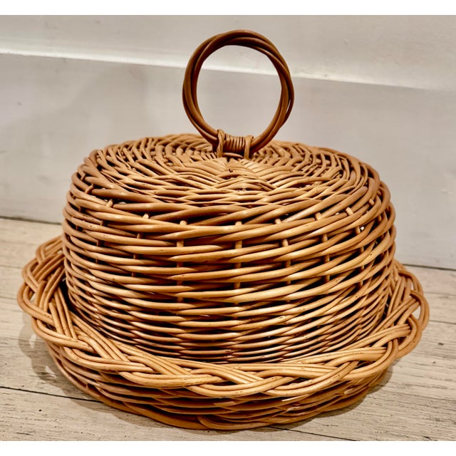 Farmhouse Wicker Dome& Plate Serving Set For Sale - Image 3 of 3