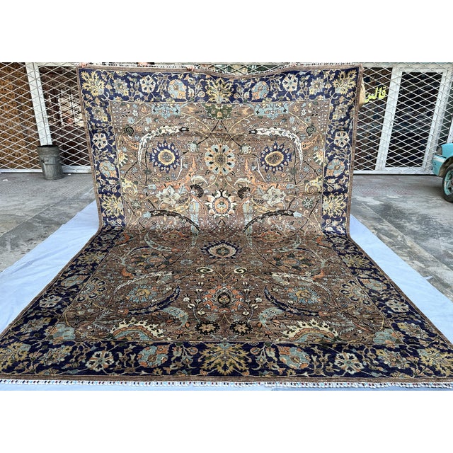 Hand-Knotted Afghan Isfahan Shah Abbasi Wool Area Rug - 9'1" X 12'2" For Sale - Image 6 of 15