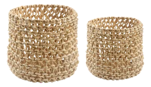 Set of 2 Natural Abaca Woven Baskets