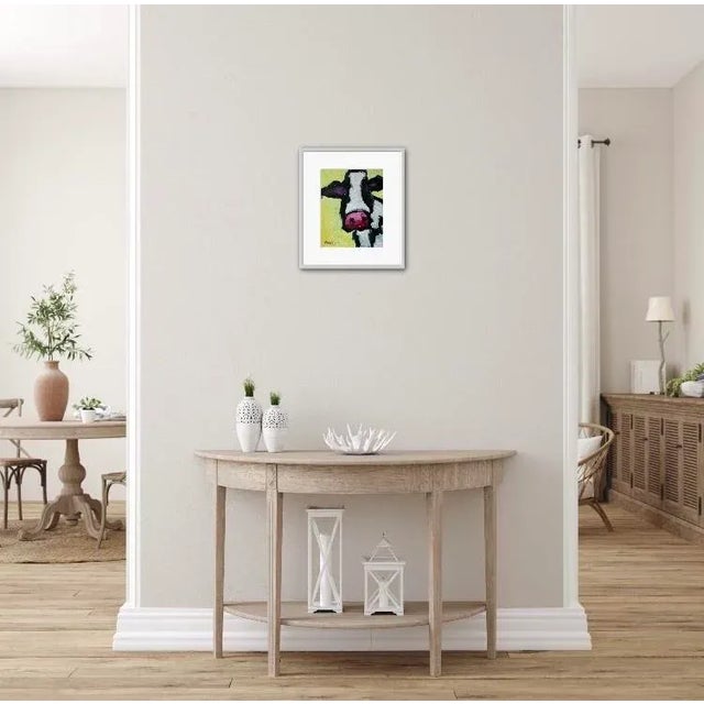 Abstract Cow With Yellow Original Oil Painting For Sale - Image 4 of 6