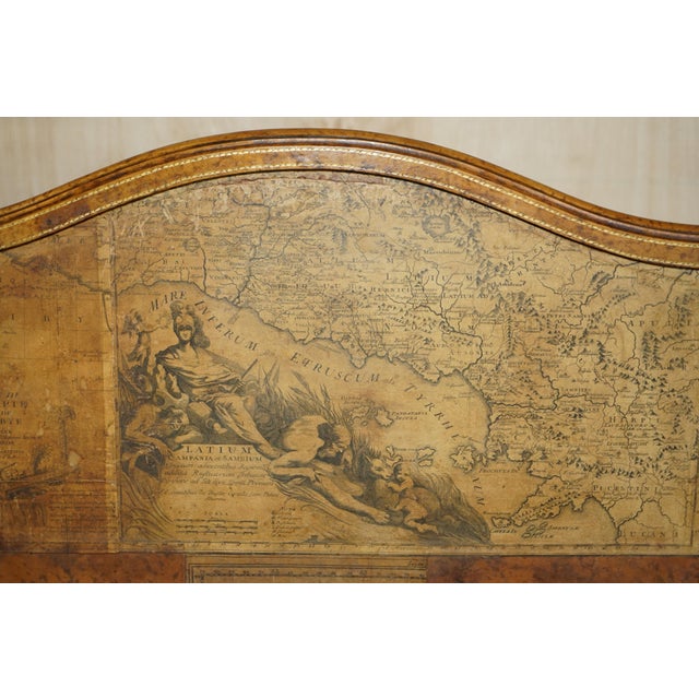 Antique Edwardian Leather Clad & Embossed Fire Screen with Map Decoration, 1900 For Sale - Image 4 of 18