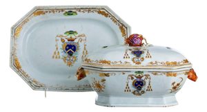 Antique Tureen with Coat of Arms Presentation Dish, 1700s, Set of 2