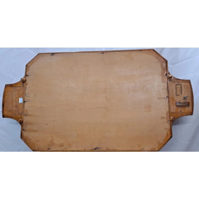 Vintage Italian wood Inlay octagonal tray depicting Roman Centurion and four horse centrepiece bordered by ornate floral...