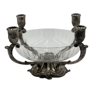 Mid 20th Century Reed & Barton Silverplate Epergne With Cut Glass Bowl