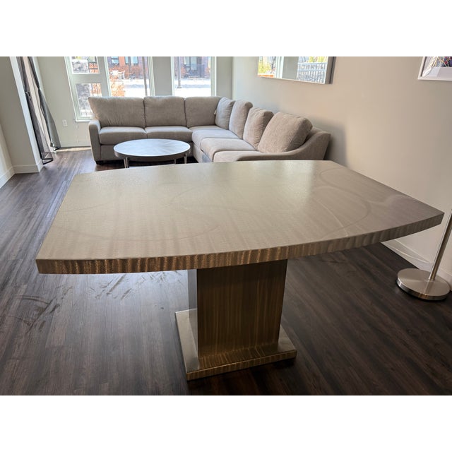 Silver Metall Furniture Dining Table with Amisco Chairs – Dining Set For Sale - Image 8 of 11