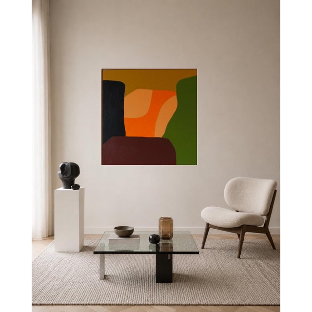 Bring warmth and elegance to your home with this abstract and minimalist canvas. Composed of a bold palette of orange,...