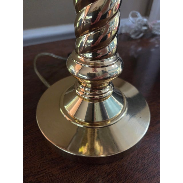 Mid 20th Century Vintage Barley Twist Brass Lamp For Sale - Image 5 of 10