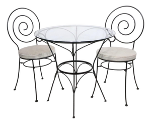 Late 20th Century 3 Pc. Wrought Iron Garden Patio Poolside Cafe Bistro Set