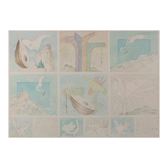 Leo Guida, Micromondi, Original Pastels and Watercolor, 1970s For Sale