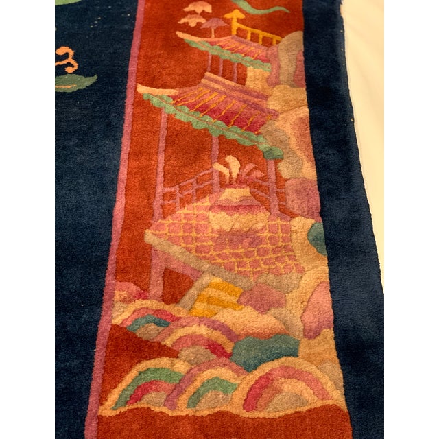 Pasargad DC Navy Blue Antique Chinese Art Deco Rug For Sale In Washington DC - Image 6 of 6