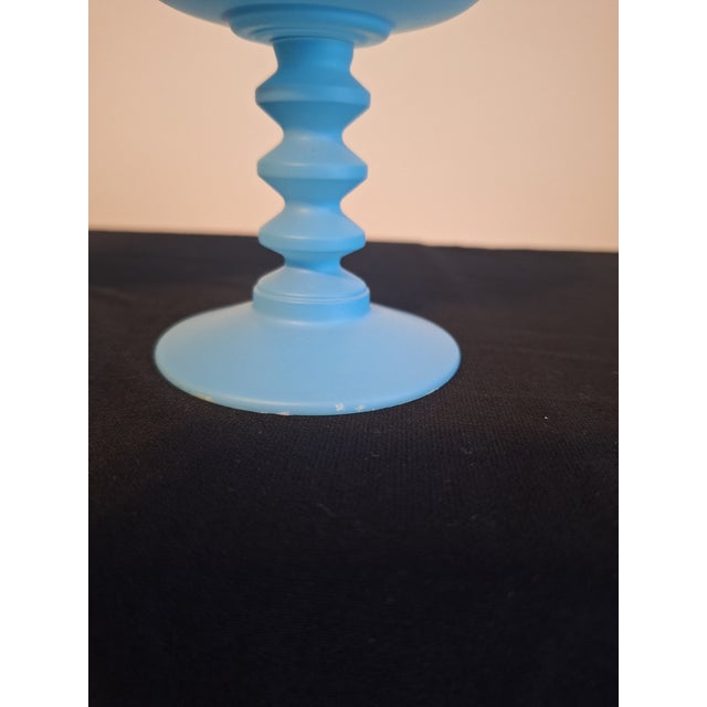 A stunning set of four vintage mid-century low sherbet/champagne coupe glasses crafted in an eye-catching, solid turquoise...