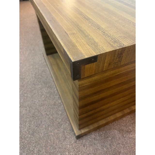 These have a beautiful wood grain striped design with brass corner brackets These are in good condition They have a slight...