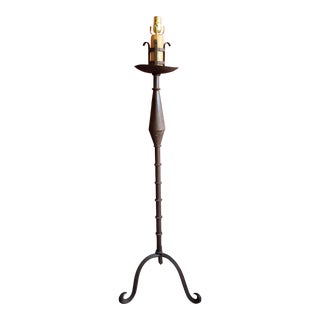 1970s Traditional Black Iron Floor Lamp For Sale
