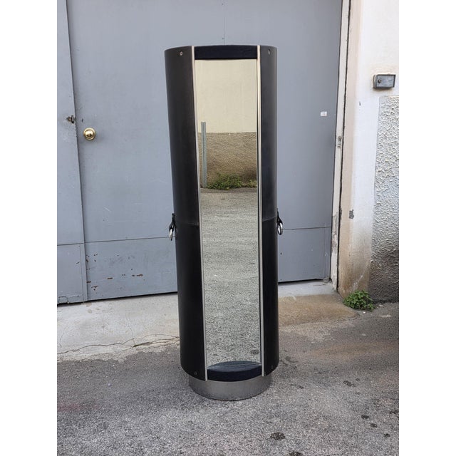 Metal Rotating Totem Coat Stand in Black Leather by Guido Faleschini for I4 Mariani, 1970 For Sale - Image 7 of 14