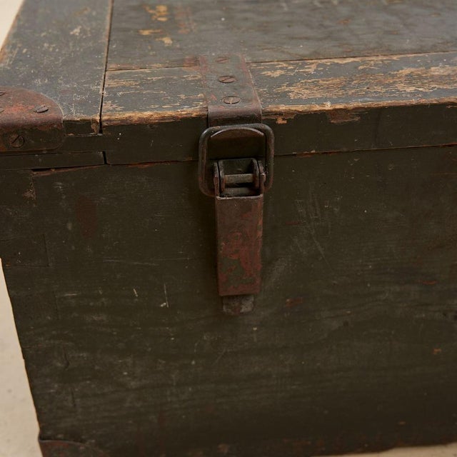 Vintage Military Wooden Trunk For Sale - Image 3 of 7