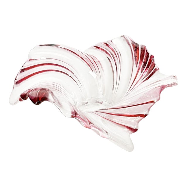 Vide Poche in Pink and White Glass, France, 1970 For Sale
