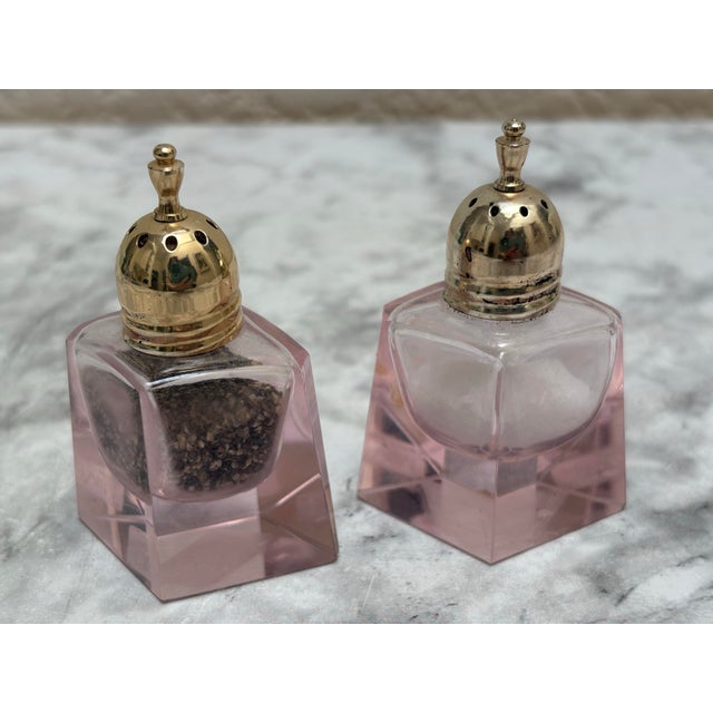 Glass Vintage Mikasa Pink Glass Salt & Pepper Shakers-a Pair For Sale - Image 7 of 9