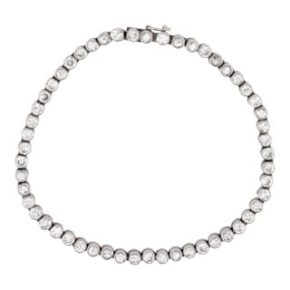 Vintage 4.00 Carat Bezel Set Diamond Platinum Tennis Bracelet For Sale