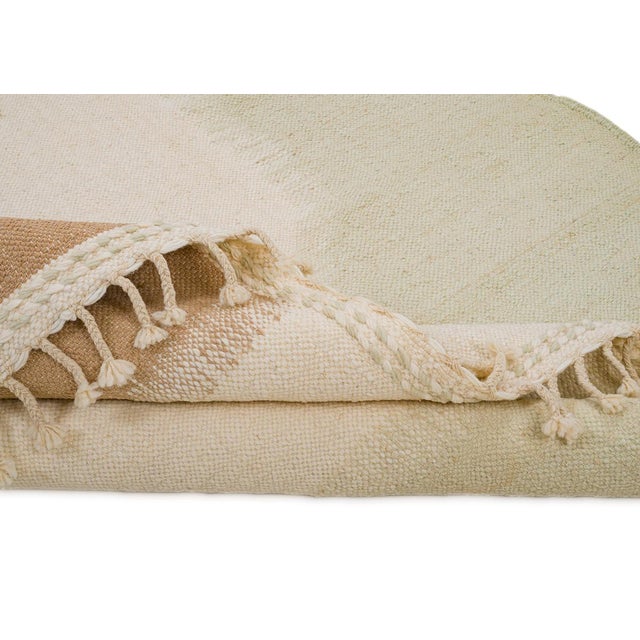 Beige Moroccan Flatweave Wool Rug by Azele Studio For Sale - Image 8 of 12