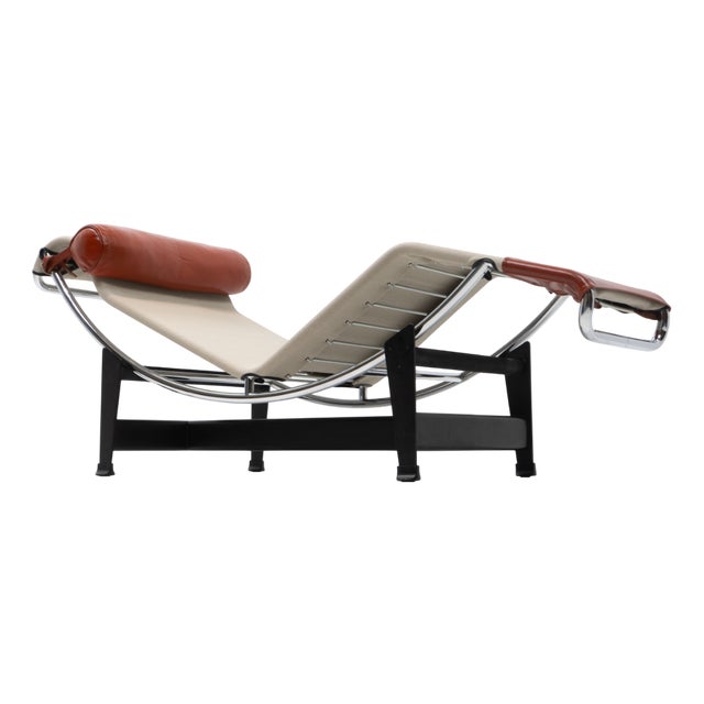 Canvas & Leather LC4 Chaise Lounge by Le Corbusier for Cassina, 1980s For Sale
