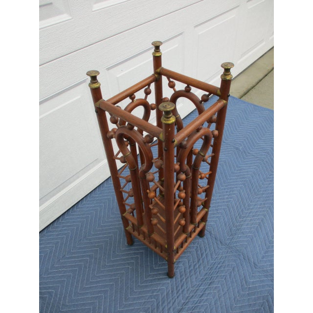 Victorian Bentwood and Brass Stick and Ball Umbrella Stand For Sale - Image 3 of 10