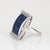 Invisible Set Sapphire Diamond Ring Large Square Cocktail 18k White Gold Sz 8 For Sale - Image 4 of 7