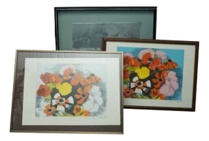 Dietmar Lemcke, Flower Still Lifes, Color Etchings & Original Printing Plate, 1976, Set of 3