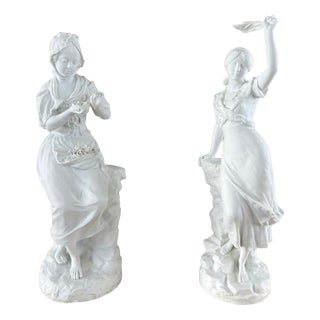 G. Lévy, Pair of Biscuit Porcelain Sculptures, 1800s, Porcelain For Sale
