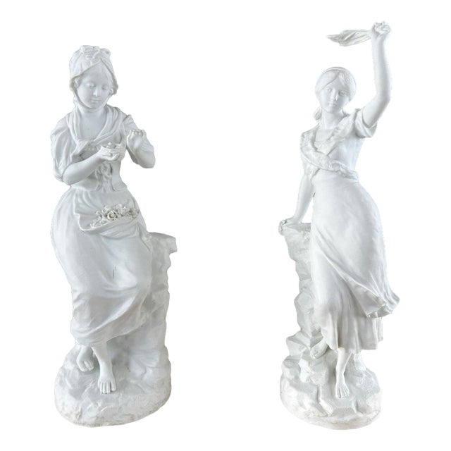 G. Lévy, Pair of Biscuit Porcelain Sculptures, 1800s, Porcelain For Sale