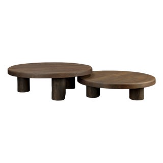 Brutalist Oak Tables, 1960s, Set of 2 For Sale