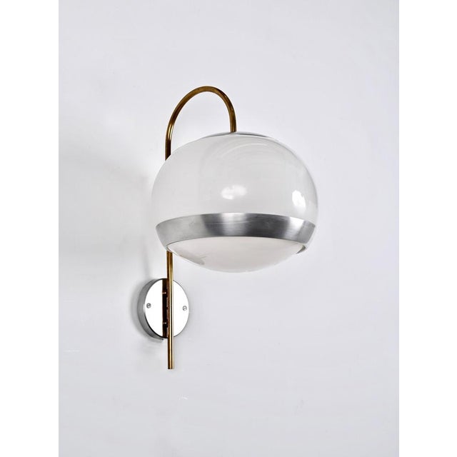 Italian Sconces in White Acrylic Glass and Brass from Stilux, 1970s, Set of 2 For Sale - Image 15 of 18