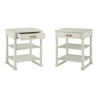 Pair of White Oak Empire Nightstands For Sale